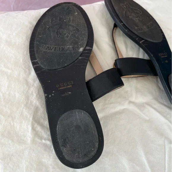 Gucci GG Marmont leather thong sandals size 40 US size 10 - Picture 9 of 12